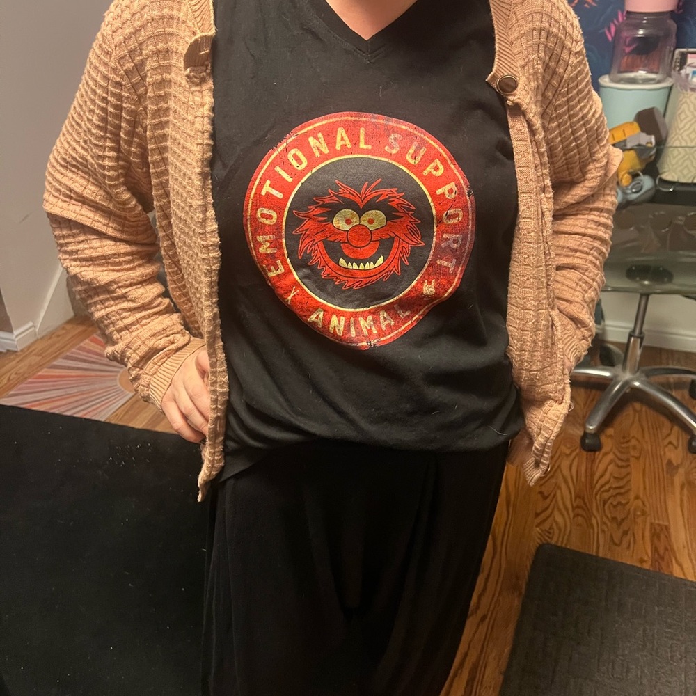 Muppets! Emotional Support Animal and cardigan!